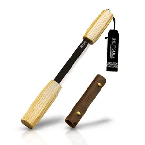 Hutsuls Draw Knife Woodworking Tool - Sharp & Ready 5.3 inch Debarking Knife with Leather Sheath, Easy to Use Straight Handles Draw Knife Debarking Tool, Great to Your Bushcraft Tools Collection