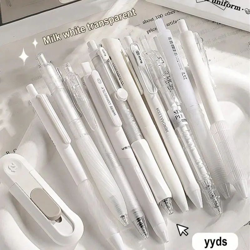 0.5mm Retractable Neutral Pen, 5 Counts/set Smooth Writing Quick Drying Gel Pen, Office Stationery & Supplies for Exam, Office Work & Stationery