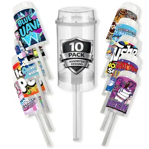 10 Pack Push-Up Plastic Storage Containers – Assorted Graphic Designs