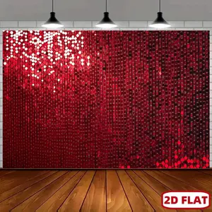 2D Flat, 2D Flat Banner, 1pc Sparkling Red Sequin Backdrop Banner - Glamorous Party Decoration for Christmas, Weddings, Birthdays |, No Power Needed | Create a Festive Atmosphere with Unique Holiday Design, Party Decorations Supplie, 2D Flat,