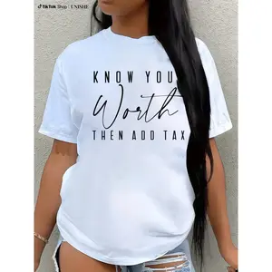Motivational Self-Love Tee for Women – Know Your Worth Plus Tax