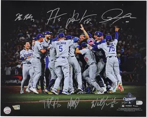 Los Angeles Dodgers 2025 World Series Champions Autographed 16" x 20" Celebration Photograph with 7 Signatures - Limited Edition of 50 - Fanatics Authentic Certified