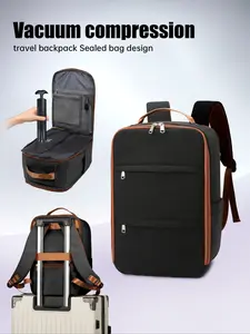 Vacuum Compression Casual Travel Backpack with Hand Pump, 40x20x25cm Ryanair Cabin Approved, Lightweight & Durable for Travel School Gym, Unisex