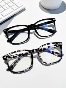 2Pcs Women's Square Minimalist Black Transparent Glasses - Light Blocking Design, Clear Glasses Accessories for School/Office Use