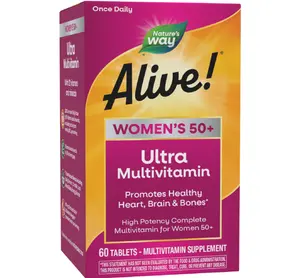 Nature’s Way Alive! Vitamins for Women 50 Plus, Complete Multivitamin, High Potency Formula, with Methylated B12, Gluten-Free, 60 Tablets