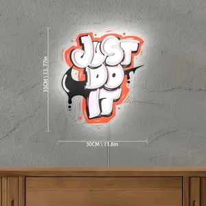 JUST DO IT Neon Signs for Wall Decor, Dimmable LED Neon Light Sign, Words Led Lights for Bedroom Man Cave Office Gym Party Gamer Room Decorations, Powered by USB Wall Decor Aesthetic