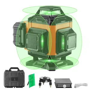 VEVOR Laser Level, 100ft, Self Leveling Manual Green 4 x 360 °   Cross 16 Line Laser, IP54 Waterproof Remote Control Manual Self-leveling Mode & 5h Continuous Working Time Line Laser, Battery Include