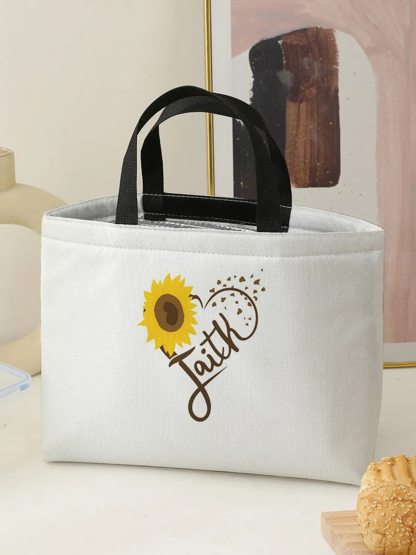 Heart Pattern Handbag Insulated Portable Reusable Tote Lunch Bag, Women's Casual Shoulder Bag, Large Capacity Picnic Food Drink Bag, All Seasons, Valentine's Day Gift