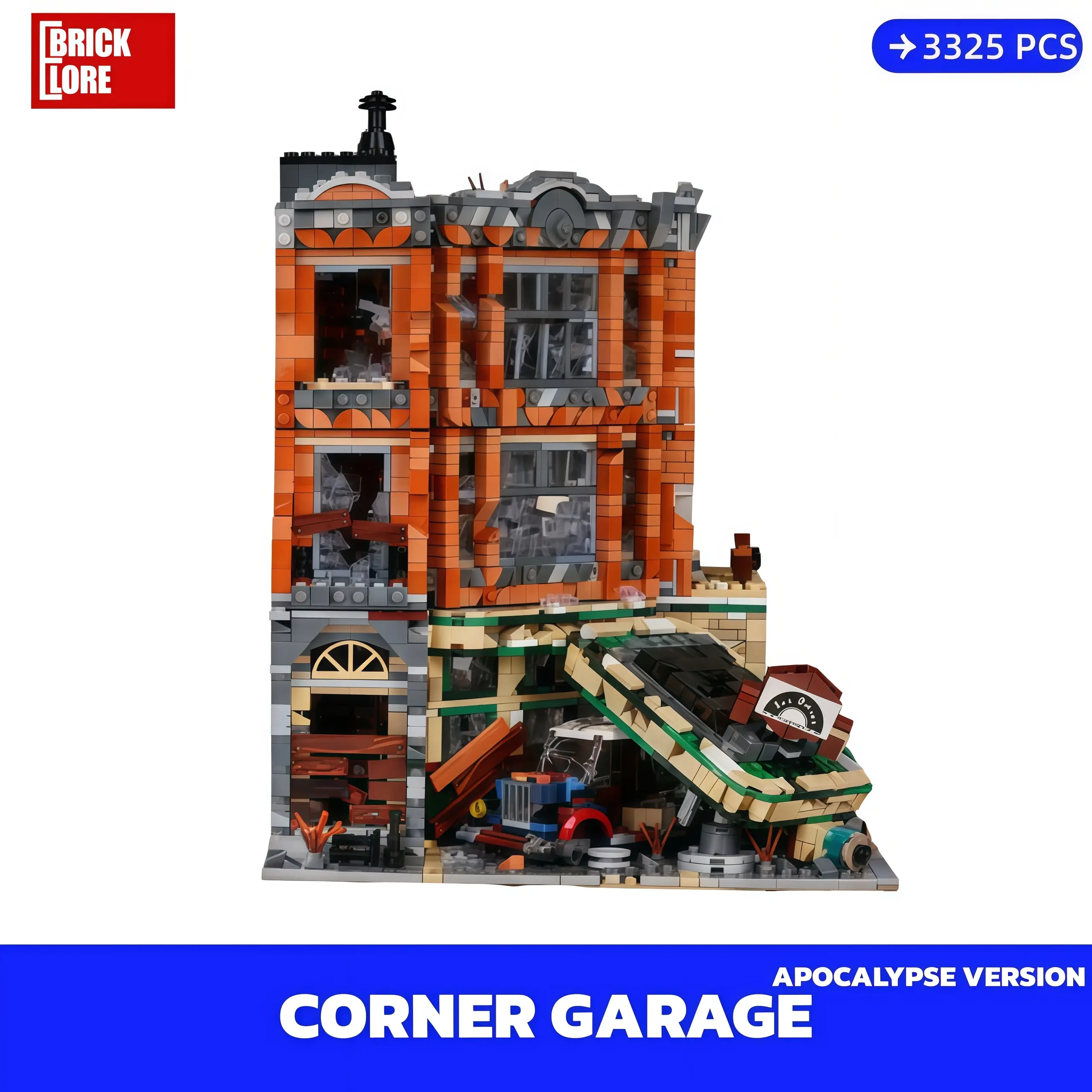 [BrickLORE](SHIP FREE) Corner Garage Apocalypse Version Ruins Building Collection 3325 Pieces With GIFT box