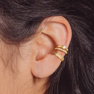 CHESKY Thin 3Pcs Ear Cuffs for Women Non Piercing Hypoallergenic Clip-on Ear Cuffs Cartilage Hypoallergenic Dainty Cuff Earring for Merry Christmas