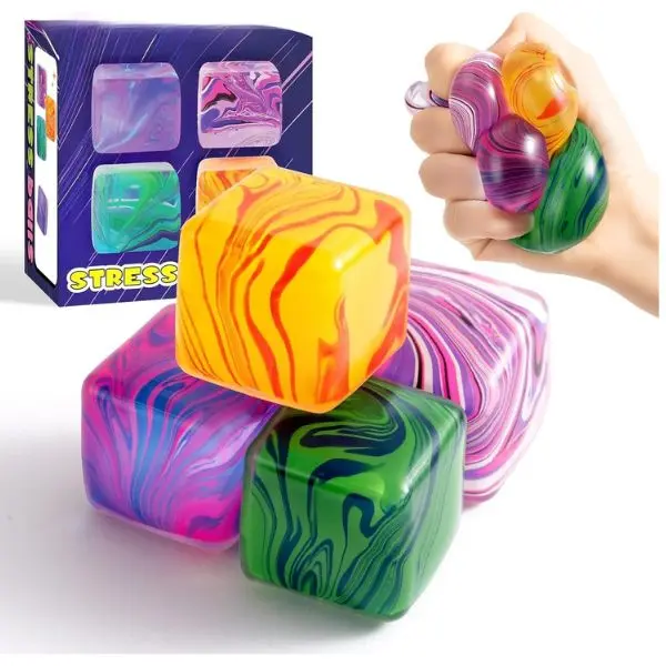 Halloween fall Gift 4 Pack Squishy Fidget Toys Stress Cube Bulk, Squishies Slow Rising Stress Balls for Adults Kids, Sensory Fidget Toys for Anxiety Relief, Small Squishy Toys for Classroom Prizes Party Favors