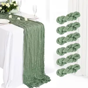 6 Pack Cheesecloth 10Ft Boho Gauze Long Rustic Sheer for Wedding, Bridal Baby Shower, Birthday, Cake Table, Arbor Decorations (Sage Green)