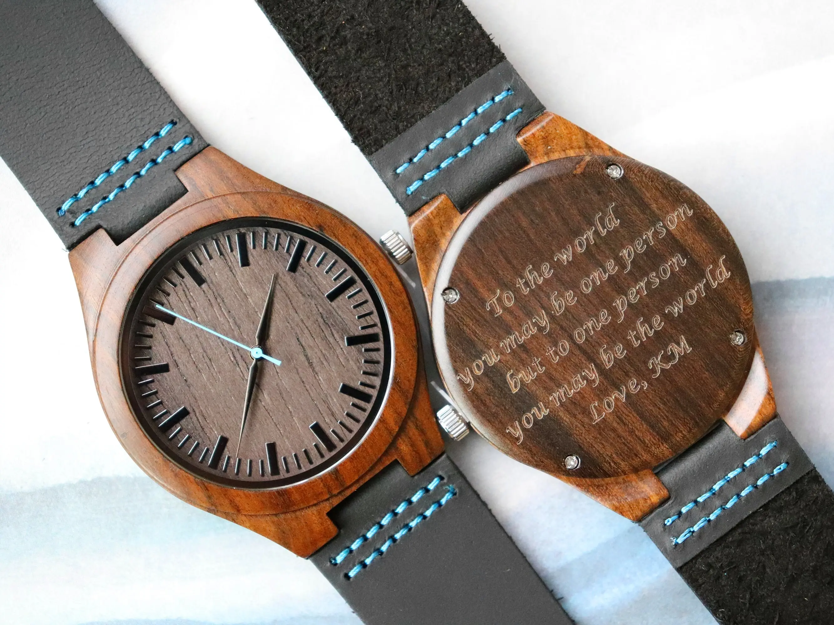 Engraved Bamboo Watch Set Eco-Friendly Timepiece for Him Personalized Husband Groomsmen Father Gift Christmas Wooden Watch Men