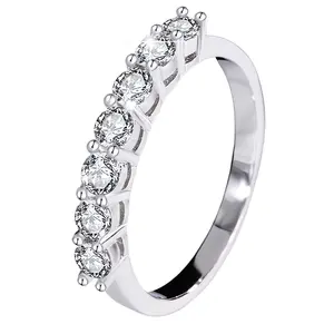 7 Stones Stackable Ring Synthetic Moissanite Wedding Band Ring For Women D Color VVS1 Hypoallergenic Engagement Ring Valentines Day Jewelry Gifts