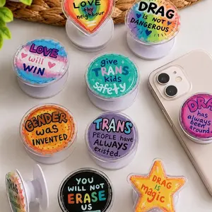Pride Quotes Month Phone Grip, Watercolor LGBTQ Magnetic Grip, Pride Rainbow Aesthetic Phone Stand Holder, Accessory Gift for Friends