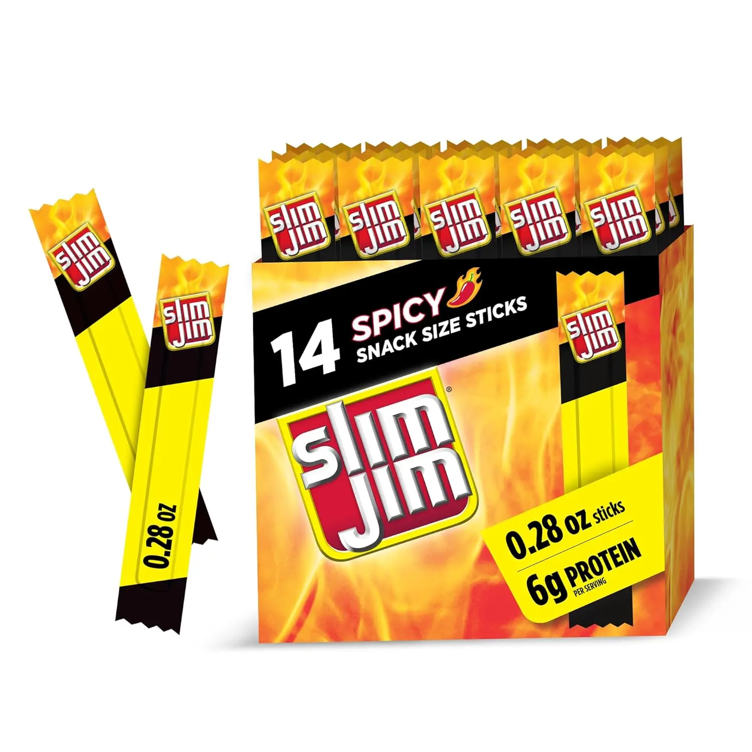 Smoked Meat Sticks, Spicy Flavor, 6g Protein Per Serving, Snack Size, 0.28 oz. (14 Count) Smoked Meat Sticks, Spicy Flavor, 6g Protein Per Serving, Snack Size, 0.28 oz. (14 Count)