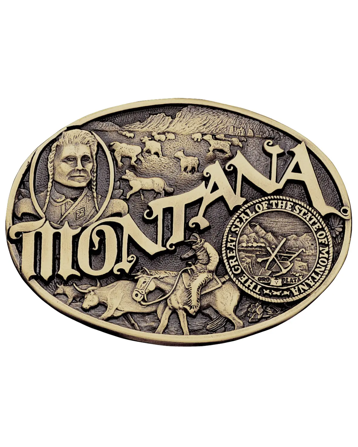 Montana Silversmiths Unisex State Heritage Attitude Belt Buckle - 60811Mtc