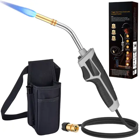 Propane Welding Torch Kit with 5' Long Hose, Propane Torch Head Trigger Start Gas Torch Adjustable Flame Torch Kit,Soldering Torch for Welding Soldering Brazing(PROPANE TANK NOT INCLUDED)