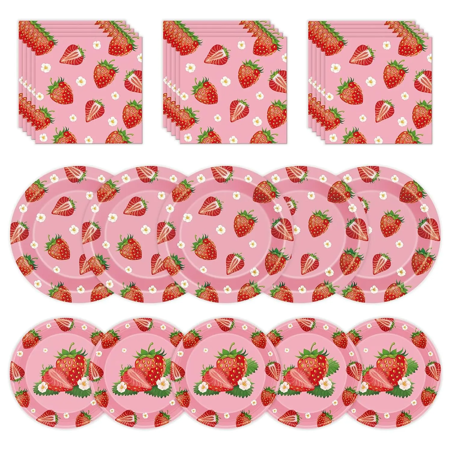 40-Piece Strawberry Party Tableware Set Berry Theme Plates & Napkins for Summer Celebrations