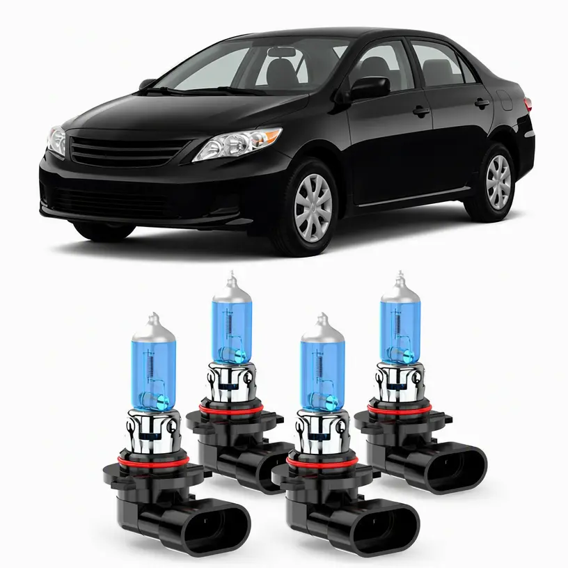 Halogen Car Headlights - 9005/HB3 High Beam & 9006/HB4 Low Beam Bulbs, Front Left and Right, 65W 12V 10000 Lumens, Easy Install Plug-and-Play, Full Upgrade for Toyota Corolla 2001-2015, Night Driving