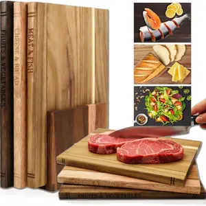 Solid Acacia Wood Cutting Board, Book-Shaped Decorative Set, Kitchen Library Style, Unique Gift for Book Lovers and Home Cooks