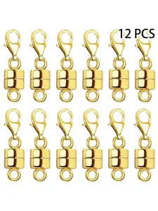 12-Pack Magnetic Necklace Clasps with Lobster Claw, and Silver Color Magnetic Jewelry Clasps, Suitable for Chain Extenders and Bracelets, Beading Accessories