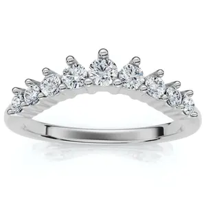 3/8Ct Diamond Contour Wedding Guard Ring Womens Band 14k Gold Lab Grown