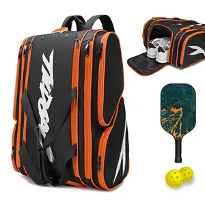 [High quality] TILDOSAC Pickleball Bag - Backpack & Duffle Bag For badminton & Pickleball Accessories - Large badminton bag Fits 4 Pickleball Paddles & Gear - Fence Hook, Extra Pockets,Shoe Compartment(Black Orange)