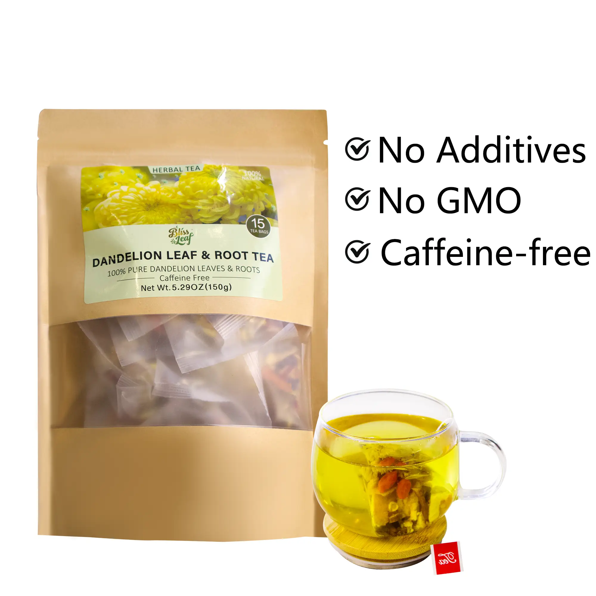 Dandelion Leaf Tea - 7 Herbs 100% Natural Dandelion; Cassia; Wolfberry; Chrysanthemum and other botanicals Herbal Tea Drink 150g/15PC