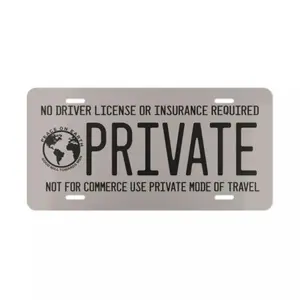 No License Or Insurance Required Private Aluminum License Plate Car Front 6"x12"