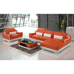 Amir Mini Modern Leather Sectional with Chaise