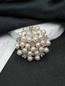 LYRA PIN Elegant Pearl Brooch with Rhinestones, Anti-Strap Dress Pin, Perfect Gift for Birthdays, Holidays, Anniversaries, Women's Fashion Accessory