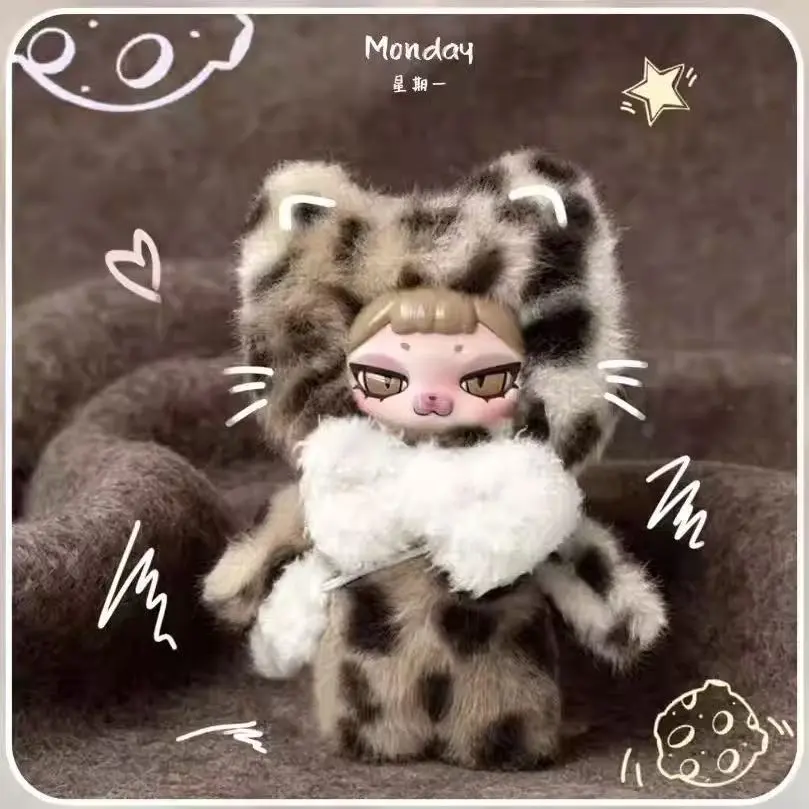 Piku The Week Series Vinyl Figure Blind Box - Pink Leopard Cat Toy (Single Surprise & Whole Case Options)