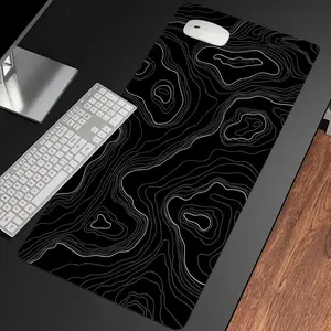 Topography Contour Pattern Mouse Pad, Rectangle Gaming Mouse Pad with Non-Slip Rubber Base, Office Desk Keyboard Mat for Home Office Game Room Desk, Office Desk Accessories