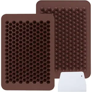 Chocolate Chip Mold 20 Cavity Silicone Mini Candy Molds LFGB 2 Pack For Non Dairy & Sugar Organic Chocolate Chips & Mini Gumdrop, Ganache, Small Dot Cake Decoration (1 Scraper Included)