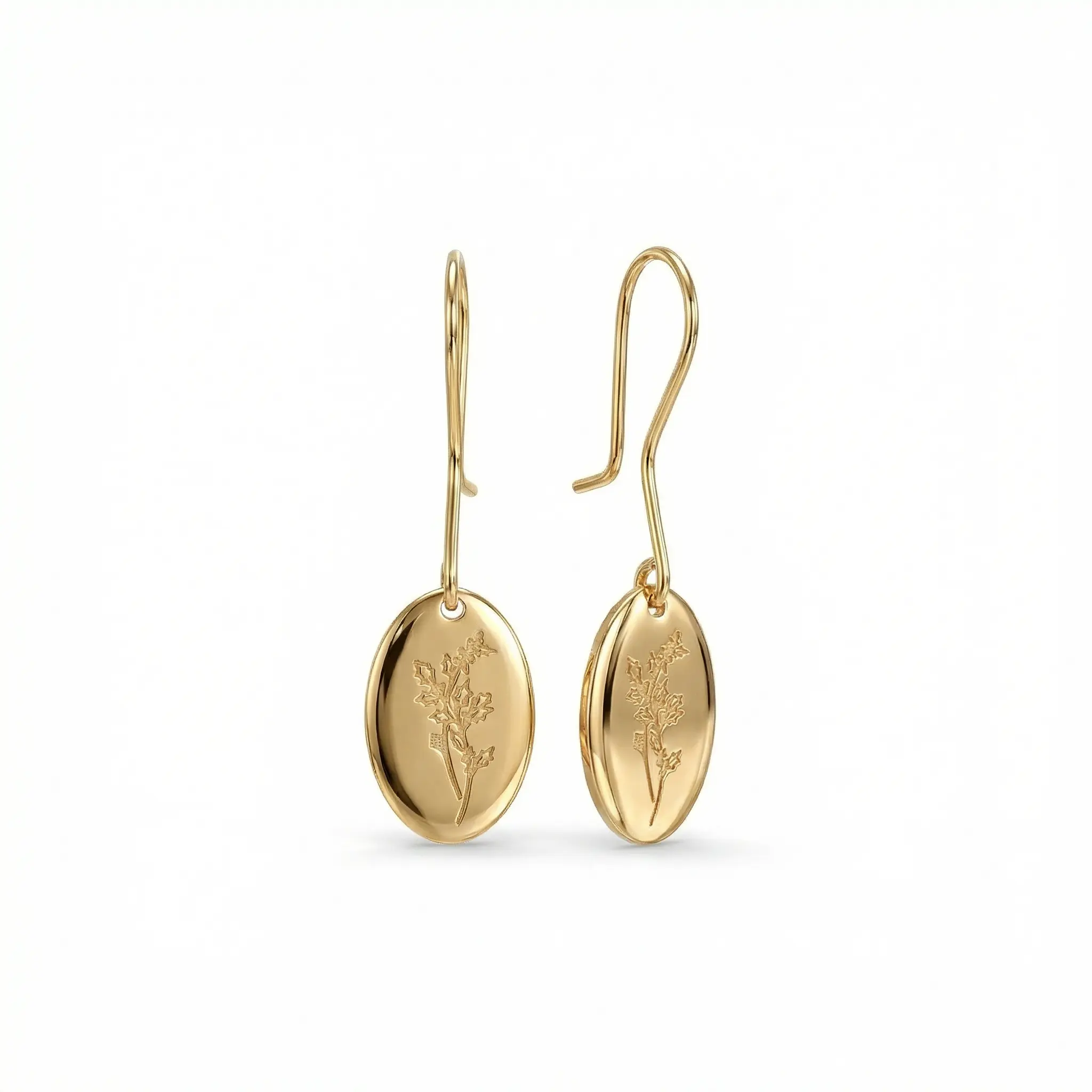 Birth Flower Earrings | Personalized Jewelry – Solid 925 Sterling Silver, Thick Real 18K Gold Plating – floral earrings, custom jewelry, bridesmaid gift, monogram present – Gift for Her, Mom & Best Friend, Mother's Day, Anniversary & Birthday
