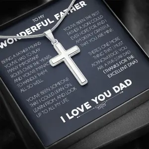 Personalized Jewelry - Forever Love Necklace, Father's Day Gift, Father Birthday Gift, For Dad, Father Cross Necklace, Message Card For Dad, Father Son Gift, Christian Dad Personalized Jewelry, Custom Message Card, Gift Box