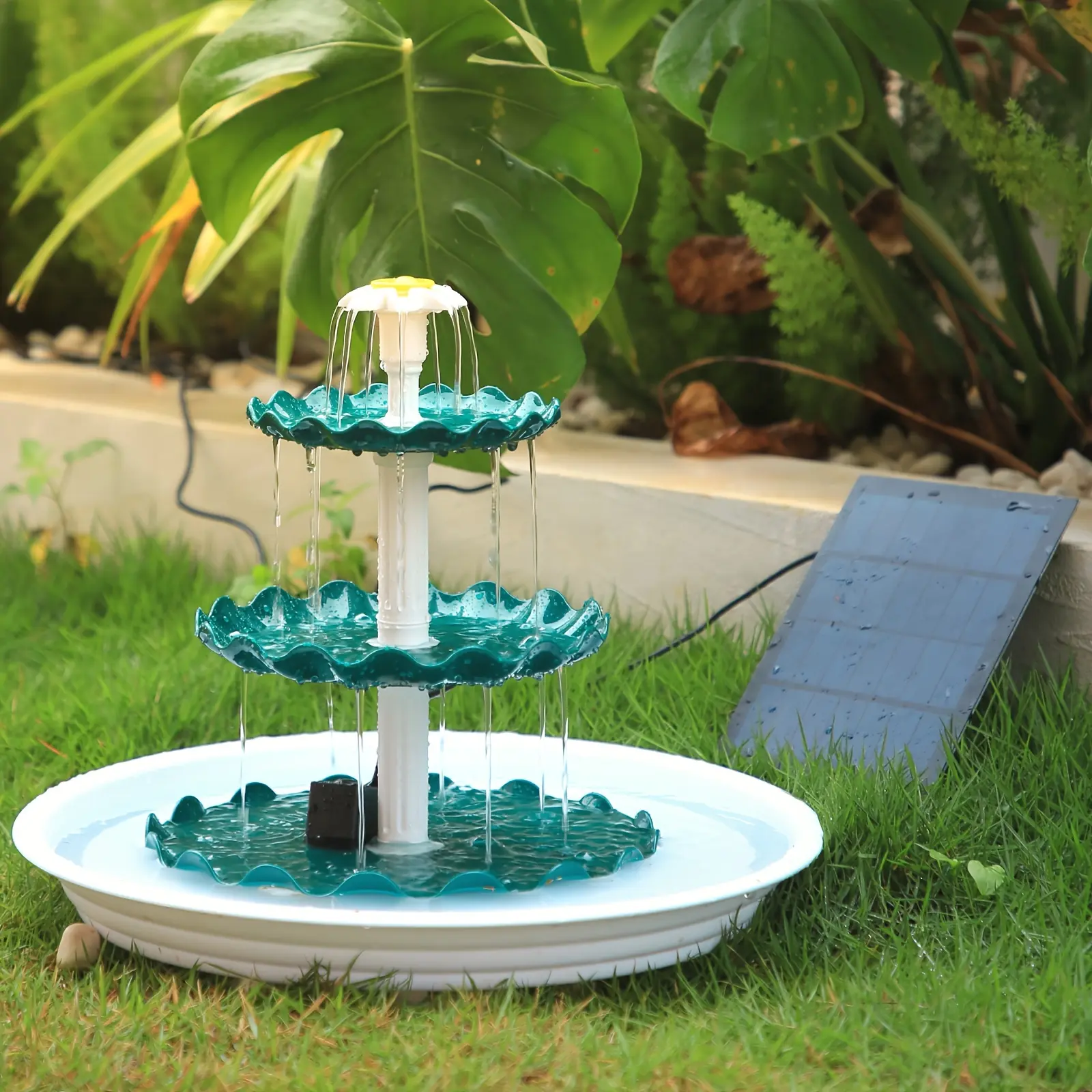 3 layer solar fountain 3.5W new solar fountain bird bathtub bird feeder floating fountain with battery pool fountain pump