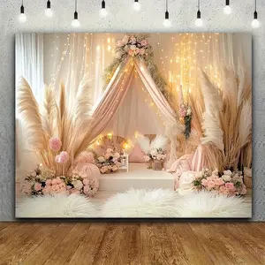 Bohemian Floral Camping Tent Background Decoration, Wedding Party Banner, Indoor Outdoor Home Decor Props, Birthday Studio Setup
