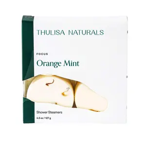 Thulisa Naturals Focus Orange Mint Shower Steamers -4 Pack, 4.5 oz, Organic, Plant-Based, Soothing Fragrance for Mental Clarity