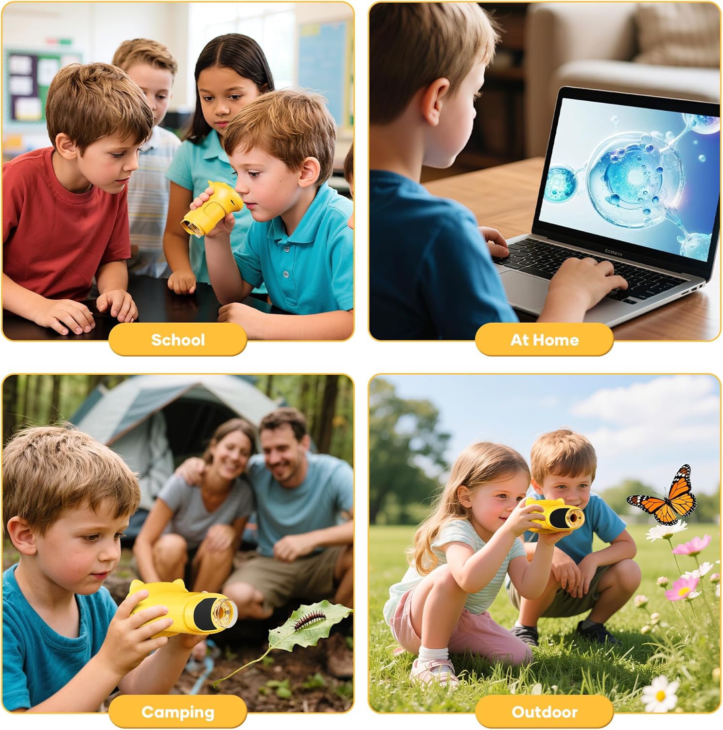 Kids Handheld Digital Microscope & Magnifying Glass, 2.4" Screen 50-1000X Zoom Portable Microscope with 8 LED Lights, Rechargeable Photo Video Nature Exploration Toy, Educational Science Gift for Boys Girls Ages 3-12