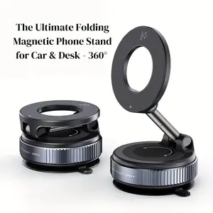 Upgraded Magnetic Car Phone Holder – 360° Rotating, Foldable, Strong Vacuum Suction | Perfect for Car, Gym, Office, Navigation & Vlogging Phone Stand Mount Smartphone