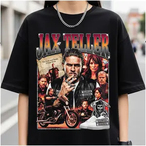 Jax Teller Sons of Anarchy Shirt Vintage Biker Motorcycle Graphic Tee Redwood Original SAMCRO Style T-Shirt for Men