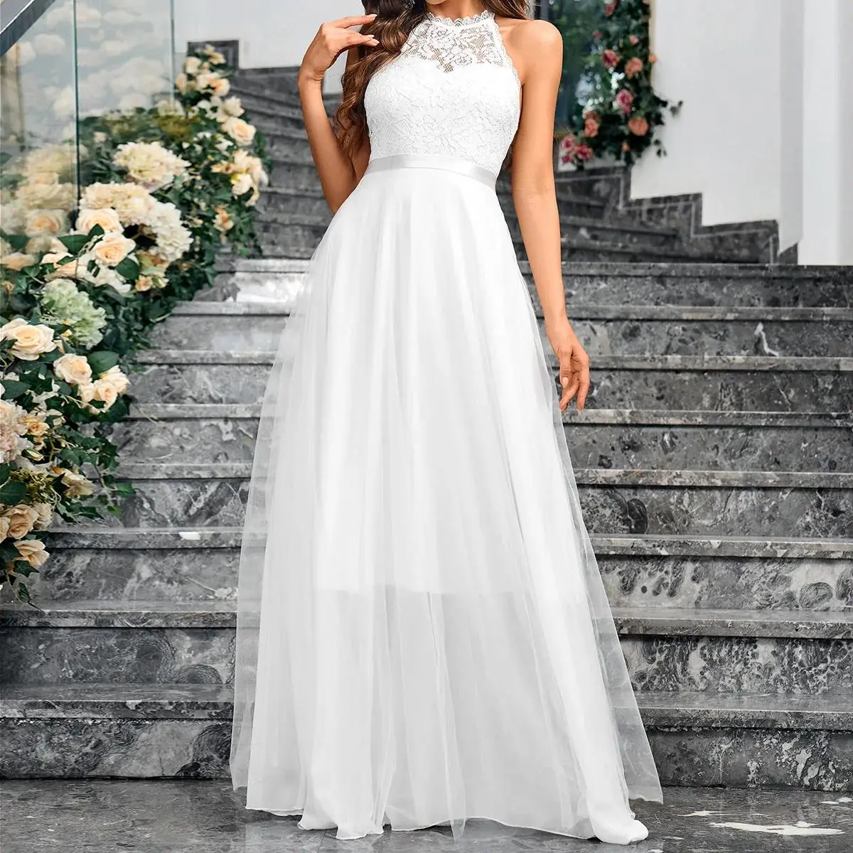 Customizable Plus Size Bridal Gown Lace-Up Chiffon Halter Wedding Dress for Beach Weddings - TikTok Shop Customizable Plus Size Bridal Gown Lace-Up Chiffon Halter Wedding Dress for Beach Weddings - TikTok Shop