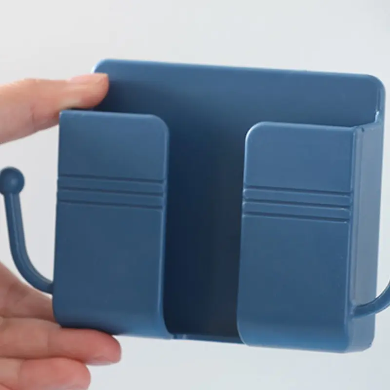Multifunctional Wall-Mounted Storage Box, Phone Stand Holder, Mobile Phone Holder, Adhesive Charging Rack, Remote Control Organizer, Space Saving, Cellphone Stand