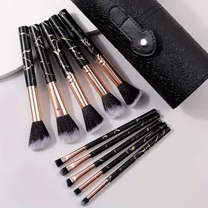 10-Piece Marble Texture Makeup Brush Set, Includes Loose Powder Brush, Eyeshadow Brush, Contour Brush, Multi-Functional Beauty Tools for Beginners