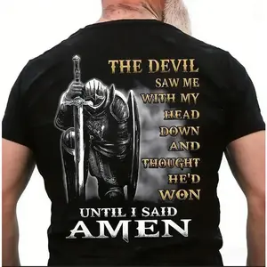 A Men'S T shirt Graphic Tee Letter Templar Cross Crew Neck Black 3D Print  Street Casual Short Sleeve Print Clothing Apparel Basic Vintage Fashion