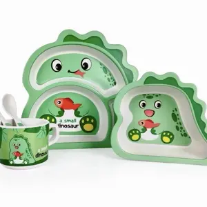 ECO Bamboo Fiber 5 piece Tableware Set - Dino