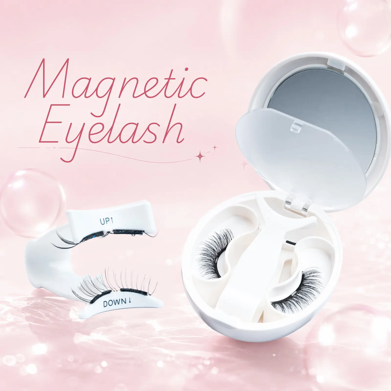 Haze Soft Magnetic Eyelashes with Applicator, Glue-Free without Eyeliner Reusable Magnetic Lashes, Natural Look Waterproof Magnet False Eyelashes Kit