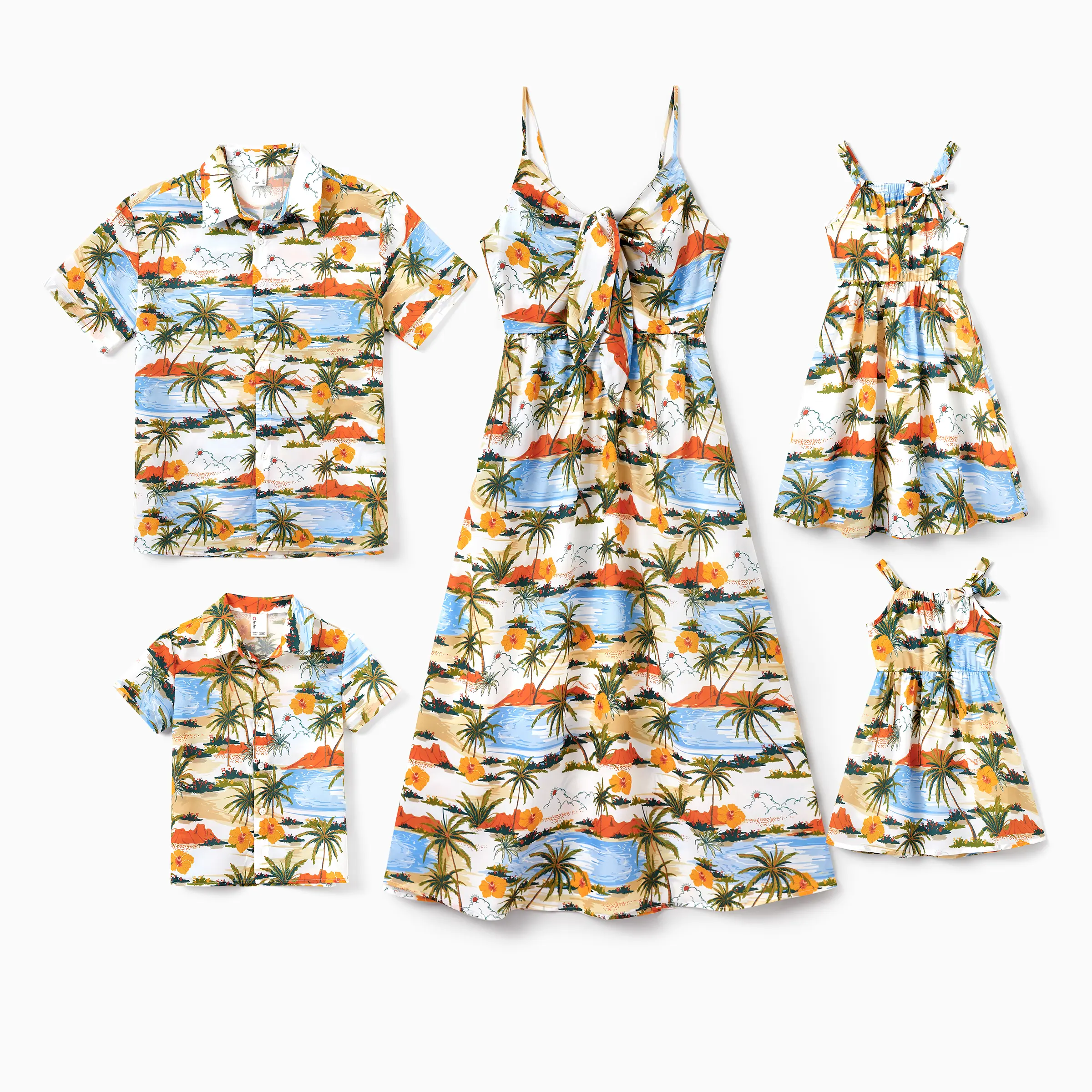 PatPat Family Matching White Short-sleeve Tee or Colorful Stripe Camisole Dress Spingtok
